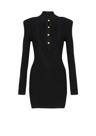 Short knit bib-front eco-designed dress