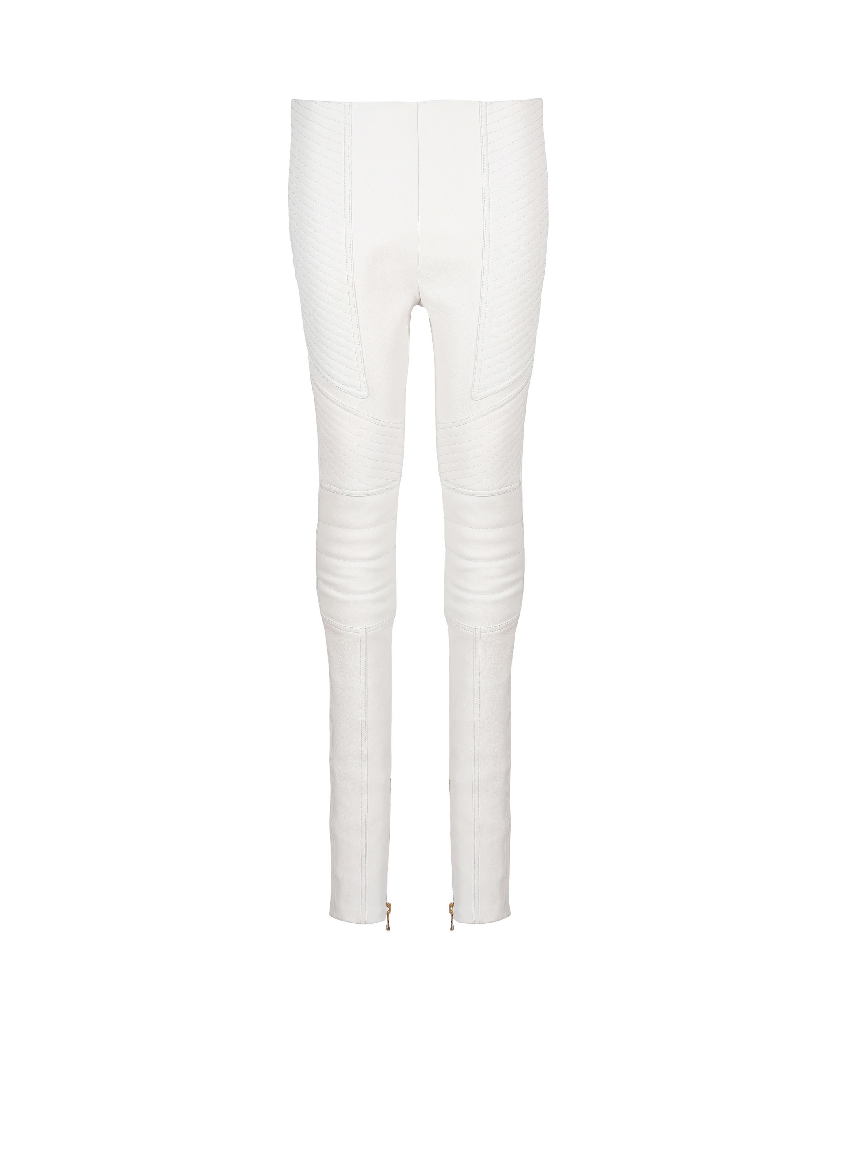 Slim-fit leather trousers, white