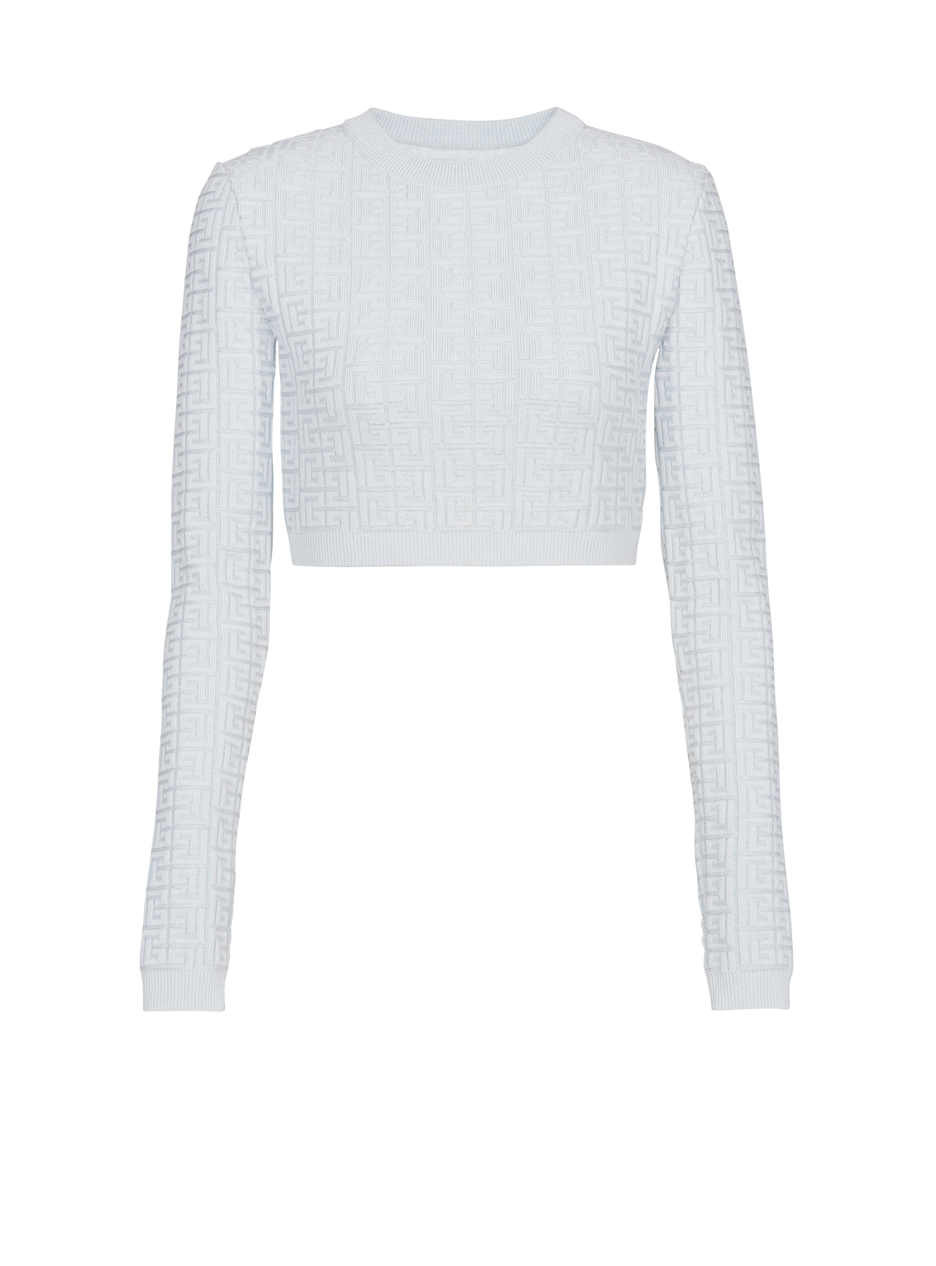 Cropped knit jumper with Balmain monogram, green