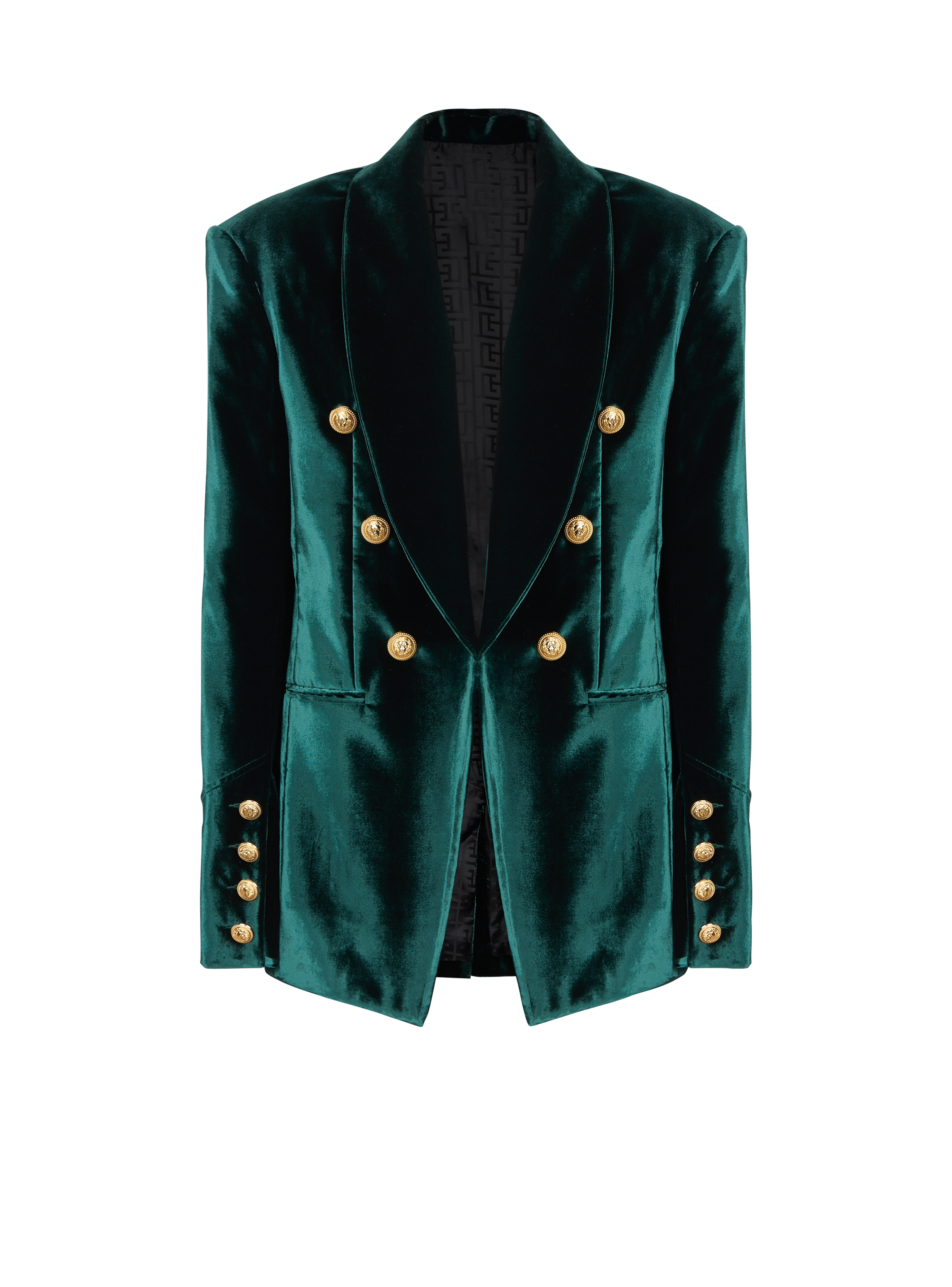 Velvet blazer with monogram lining, green