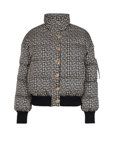 Nylon quilted coat with monogram