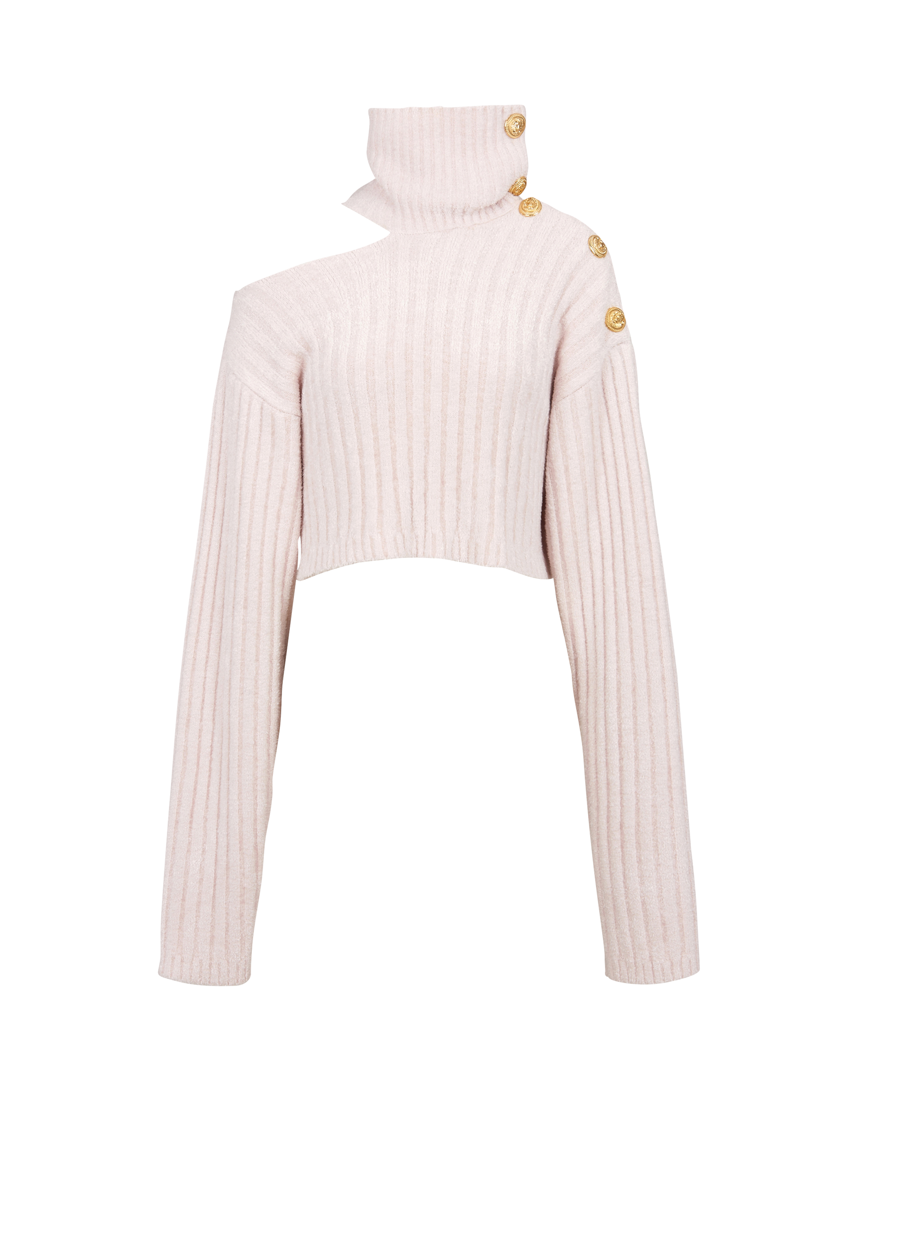 Cropped velvet sweatshirt, pink