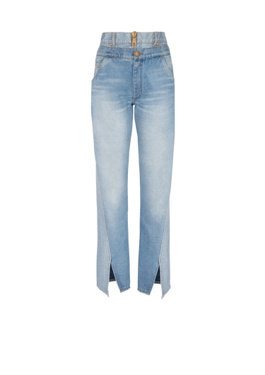 Two-in-one faded jeans