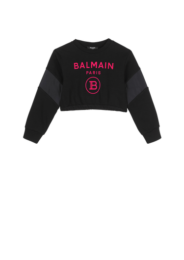 Cropped cotton jumper with Balmain logo