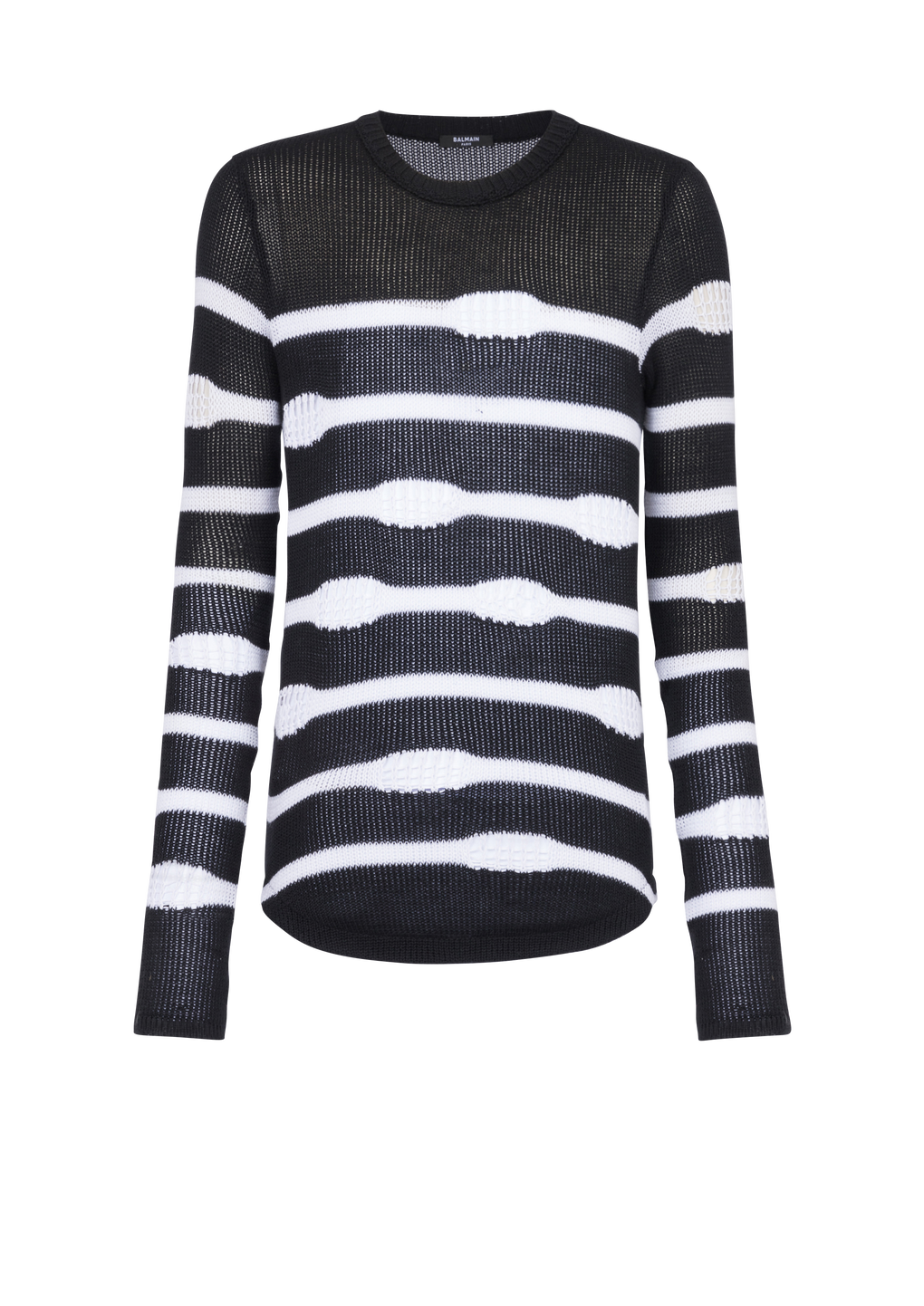 Destroyed striped nautical sweater, black, hi-res