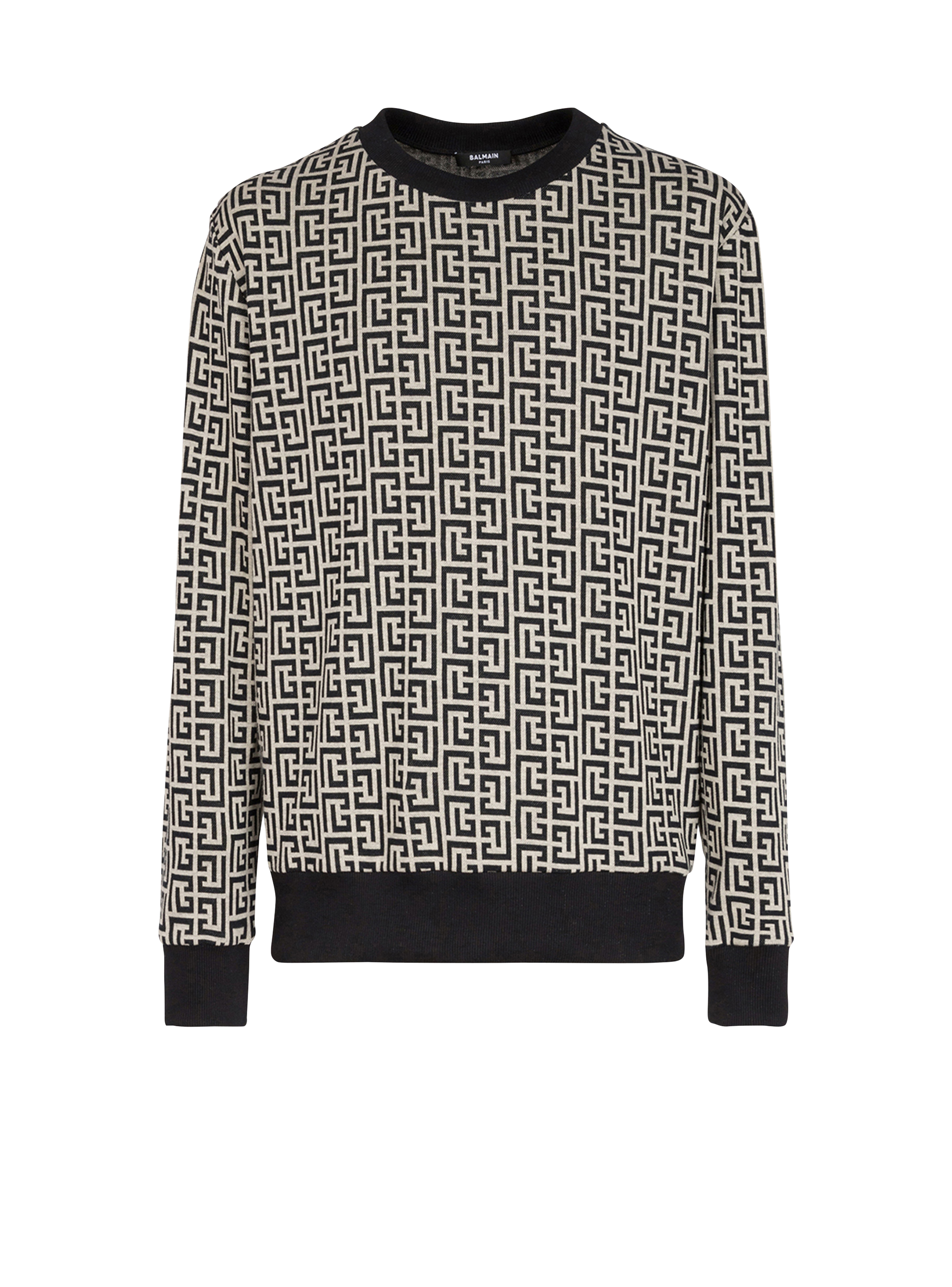 Jersey sweatshirt with Balmain monogram, black